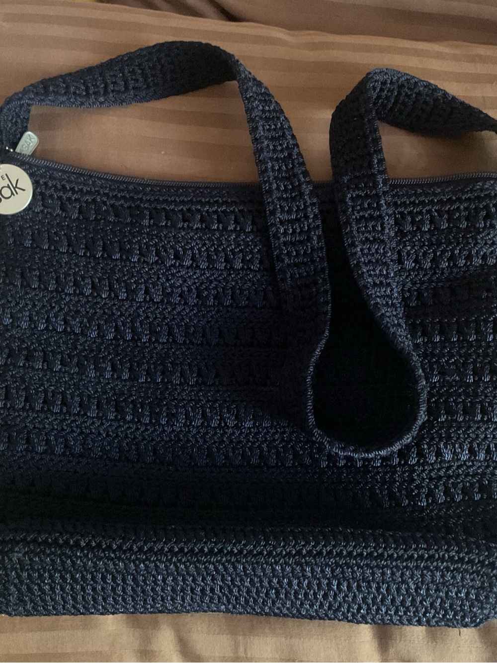The Sak Navy Crochet Shoulder Bag